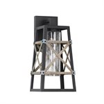 1 Light Exterior in Black & Gold Finish with Clear Seeded Glass