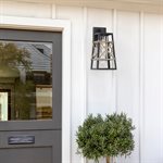 1 Light Exterior in Black & Gold Finish with Clear Seeded Glass