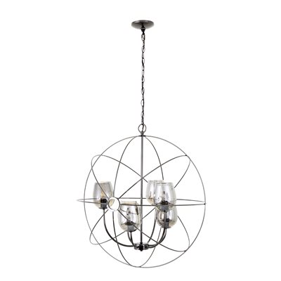 6 Light Retro Orb Chandelier in Black