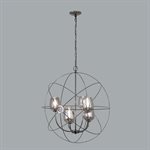 6 Light Retro Orb Chandelier in Black