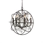 6 Light Chrystal Chandelier in Rustic Brown