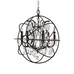 6 Light Chrystal Chandelier in Rustic Brown