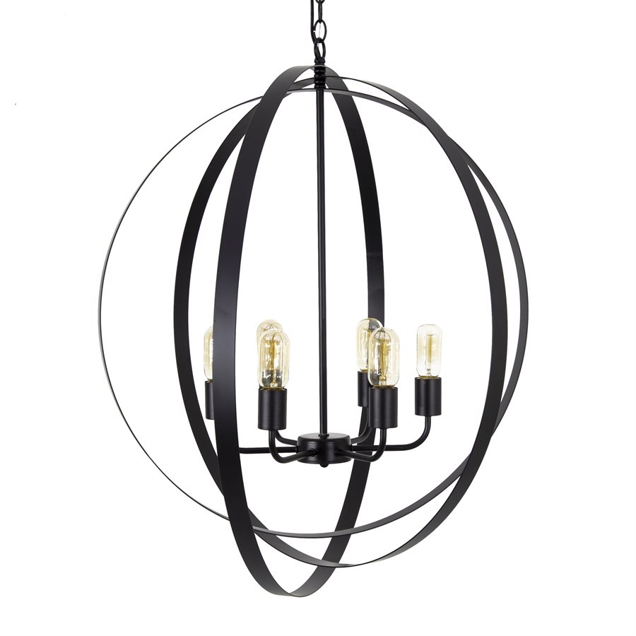6 Light Chandelier in Matte Black Finish