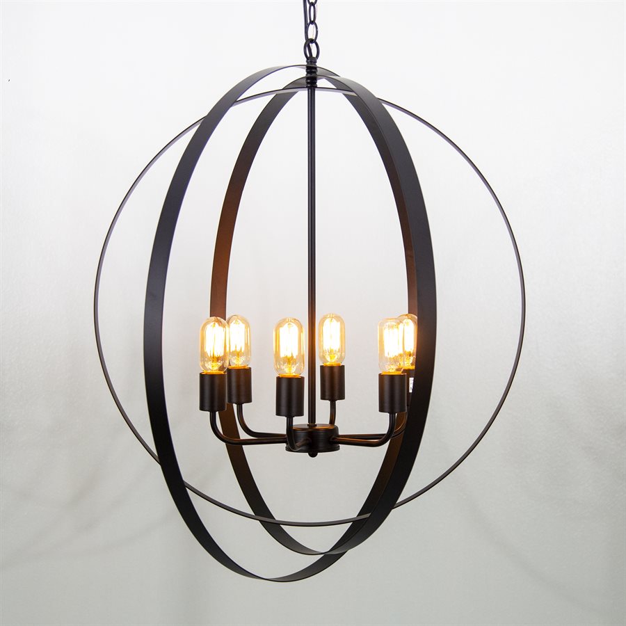 Light Chandelier In Matte Black Finish