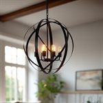 6 Light Chandelier in Matte Black Finish