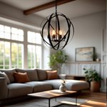 6 Light Chandelier in Matte Black Finish