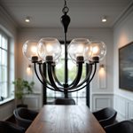 6 Light Chandelier in Matte Black Finish