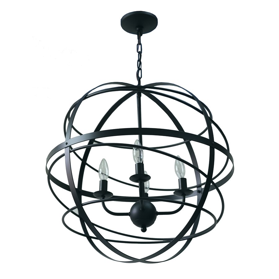 4 Light Chandelier in Matte Black Finish