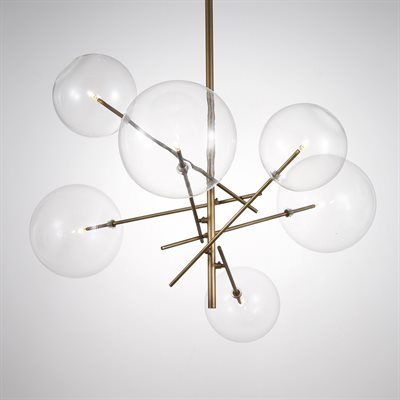 6 Light Chandelier in Antique Brass Finish