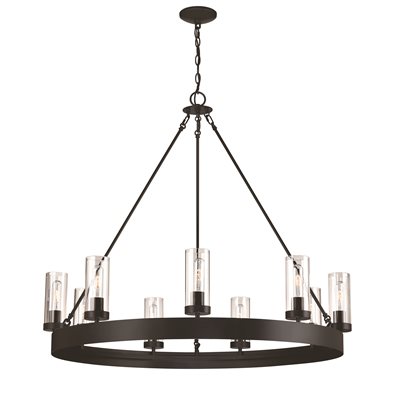 9 Light Chandelier in Black Finish