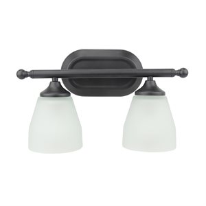 2 Light Vanity in Flat Black Finish
