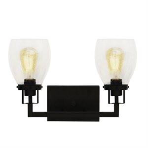 2 Light Vanity in Matte Black Finish