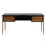 Cedric Desk in Espresso and Forged Distressed Brass