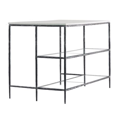 Akira Kitchen Island with Marble, Glass, and Steel Forged Iron Akira Kitchen Island with Marble, Glass, and Steel Forged Iron