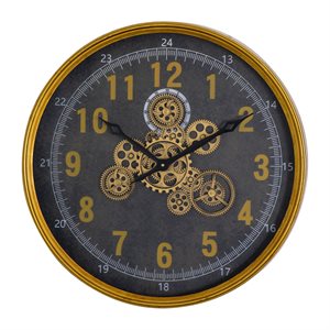 Dark Round Gear Clock