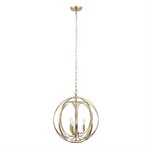 3 Light Chandelier in Satin Brass Finish