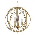 3 Light Chandelier in Satin Brass Finish