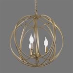 3 Light Chandelier in Satin Brass Finish