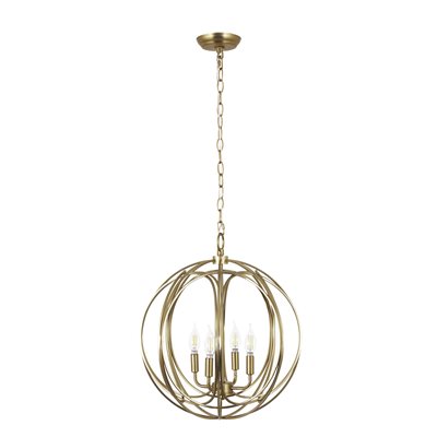 4 Light Chandelier in Satin Brass Finish