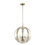 4 Light Chandelier in Satin Brass Finish