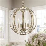 4 Light Chandelier in Satin Brass Finish
