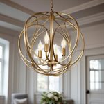 4 Light Chandelier in Satin Brass Finish