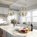 4 Light Chandelier in Satin Brass Finish