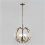 4 Light Chandelier in Satin Brass Finish