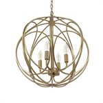4 Light Chandelier in Satin Brass Finish