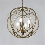 4 Light Chandelier in Satin Brass Finish