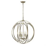 6 Light Chandelier in Satin Brass Finish