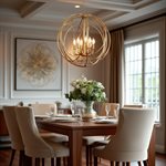 6 Light Chandelier in Satin Brass Finish