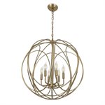 6 Light Chandelier in Satin Brass Finish