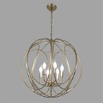 6 Light Chandelier in Satin Brass Finish