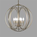 6 Light Chandelier in Satin Brass Finish