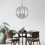 6 Light Chandelier in Satin Brass Finish
