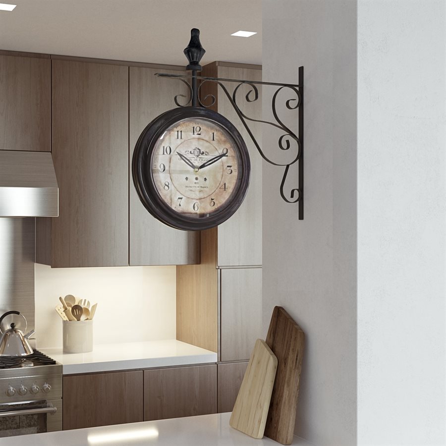 Double sided Iron Wall Clock