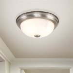 2 Light Flush Mount in Satin Nickel Finish