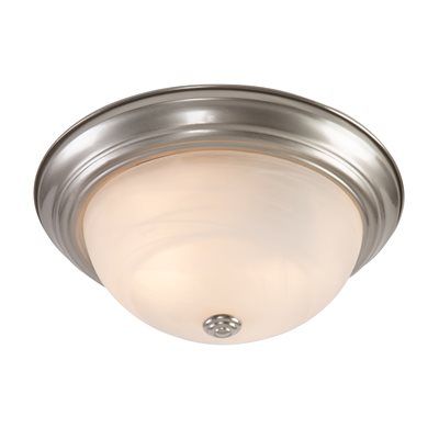 2 Light Flush Mount in Satin Nickel Finish