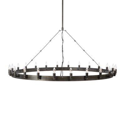 24 Light Chandelier in Raw Iron Grey Finish
