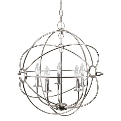 5 Light Orb Chandelier in Satin Nickel
