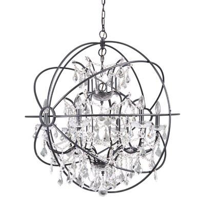 6 Light Chandelier in Black Finish