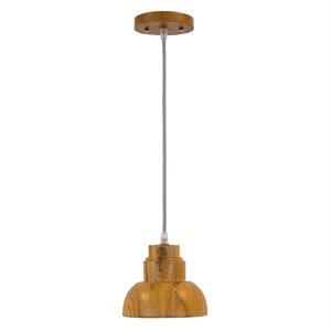 1 Light Pendant in Wood Finish